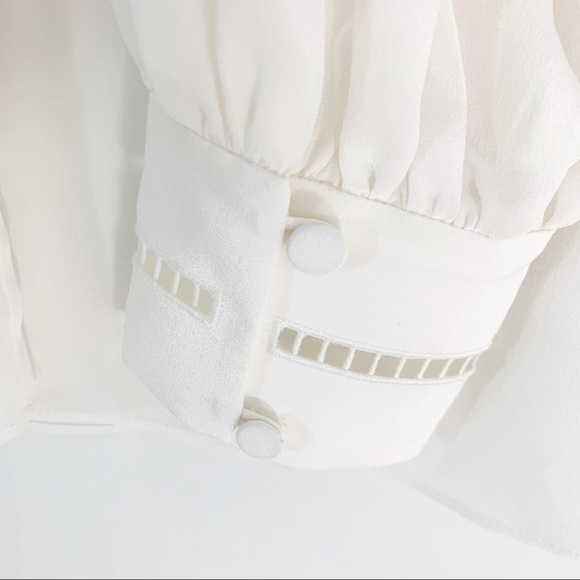 Frame Ada Silk Blouse Lace Cutout Embroidered Top Off White XXS NWT - Picture 8 of 13